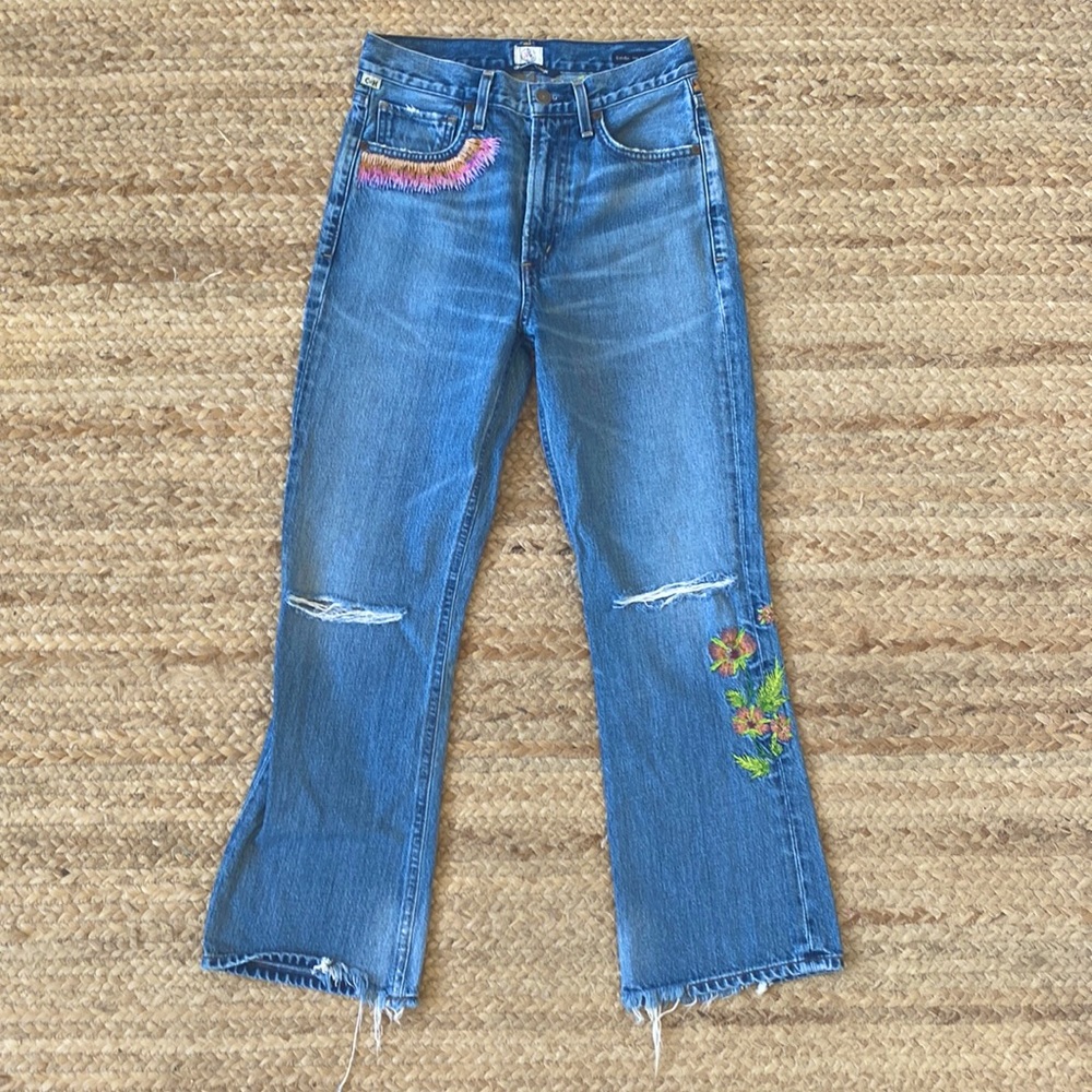 Free People Jeans (Distressed and Embroidered), Size 25